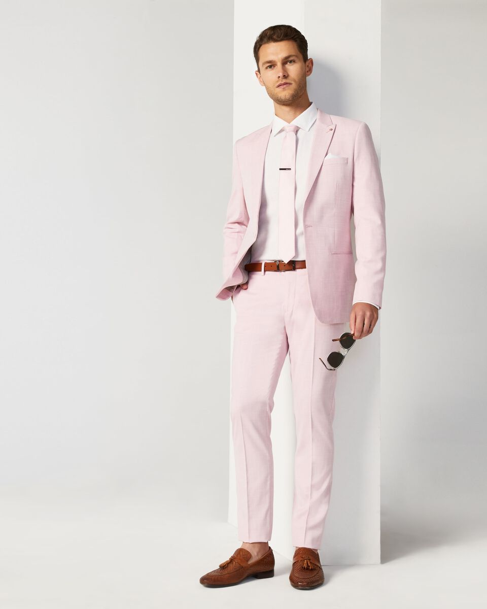Mens Light Pink Tailored Suit Pant
